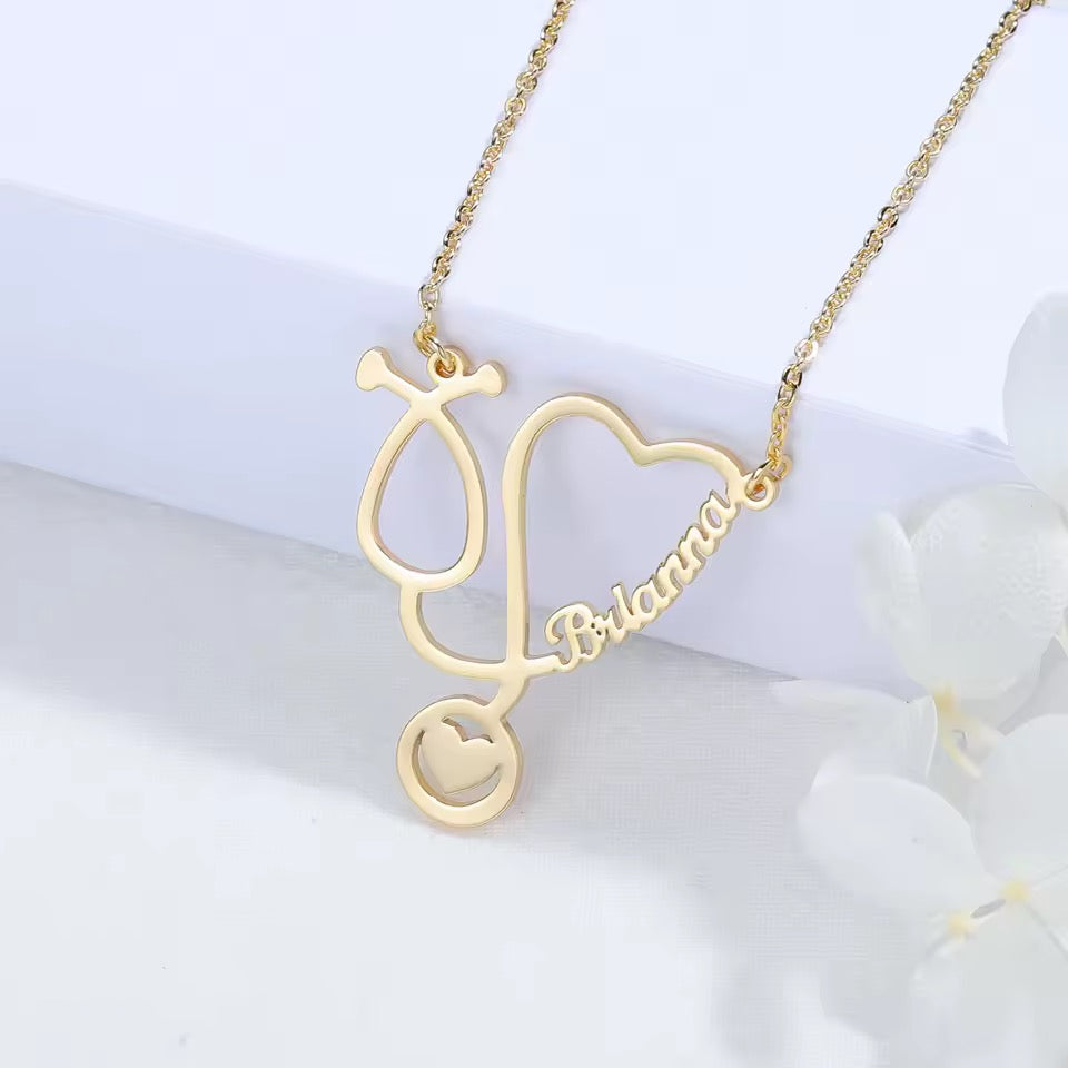 Custom Stethoscope Name Necklace