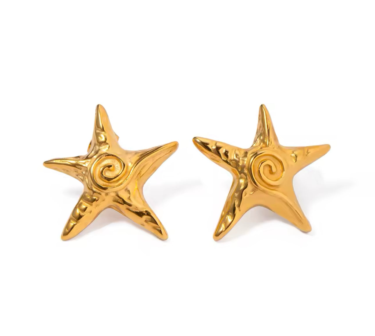 Starfish Titanium Steel 18K Gold Plated Earrings