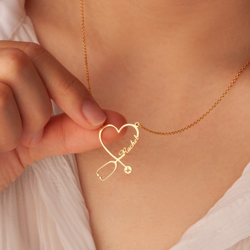 Custom name stethoscope necklace