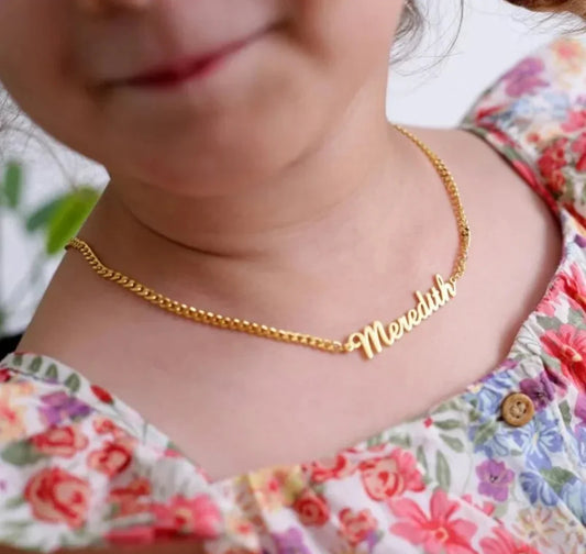 KIDS CUSTOM NAME NECKLACE W/ CUBAN CHAIN