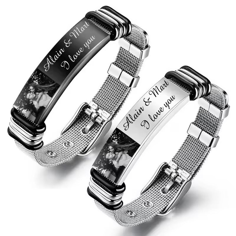 Custom Men's Photo Engraved Bracelet