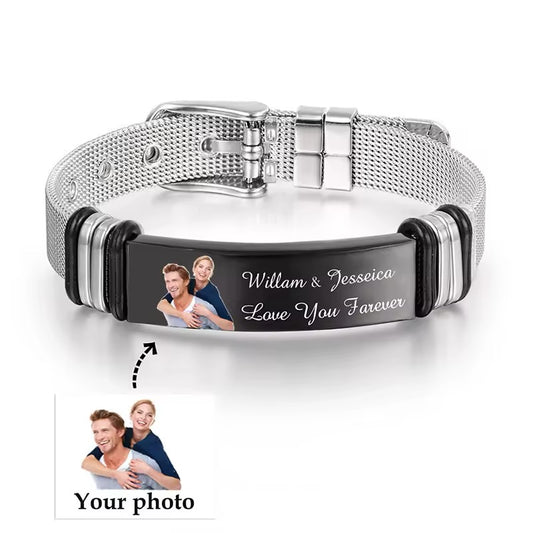 Custom Men's Photo Engraved Bracelet
