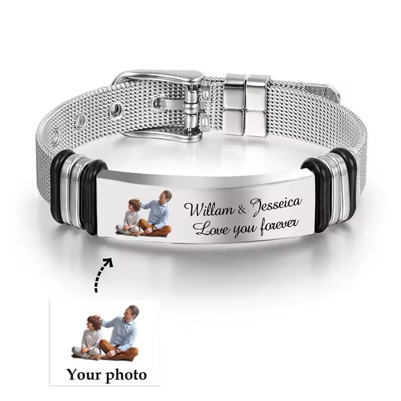Custom Men's Photo Engraved Bracelet